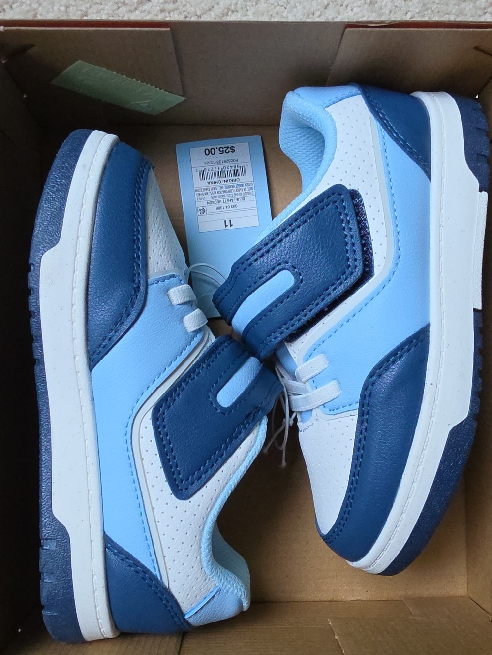 Cat & Jack Light Blue and Navy Kids Velcro Sneakers